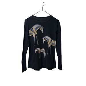 Kerrits Kids large Long Sleeve painted Horse Print Cotton T Shirt